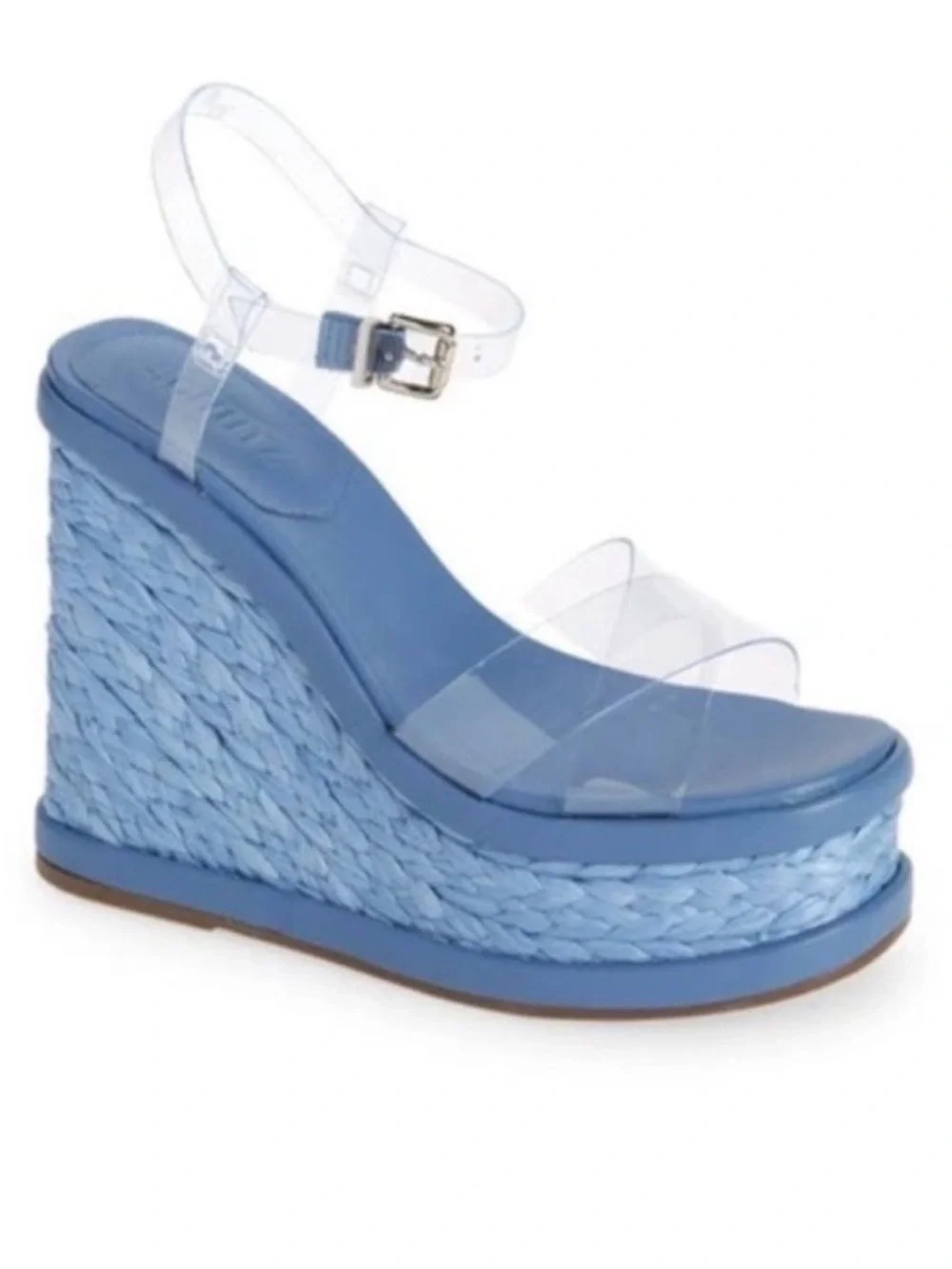 Schutz Caryne Blue Platform Wedge Sandal